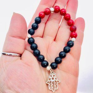 925SS charm red jasper healing crystal bracelet